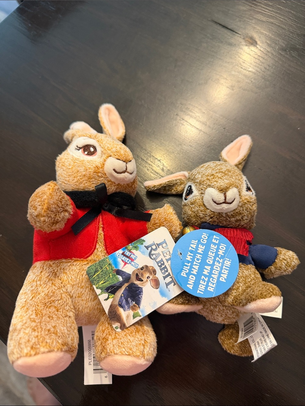 Peter Rabbit Plush Pair in Brown and Red